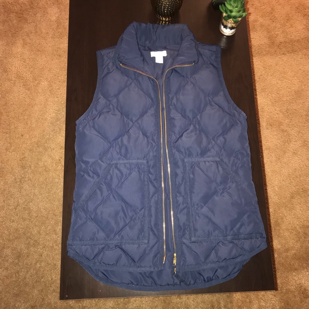 Navy J Crew quilted excursion vest